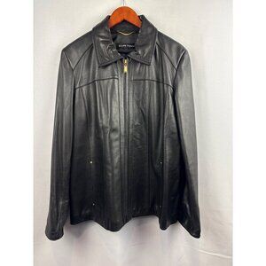 Women’s Ellen Tracy XL Black Leather Jacket with Gold Hardware